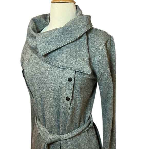 Harley Davidson Asymmetric Cowl Neck Belted Long Cardigan Shacket, size Medium - Picture 2 of 16